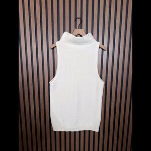 Free People Sweater Small Womens Ivory Waffle Knit Soft Sleeveless Vest